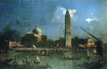 night time celebration outside the church of san pietro di castello Canaletto Venice Oil Paintings